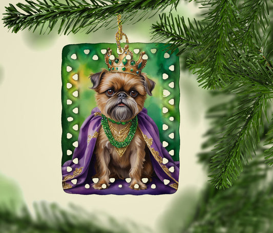 Brussels Griffon King of Mardi Gras Porcelain Ornament