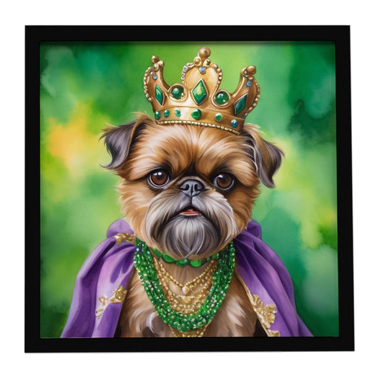 Brussels Griffon King of Mardi Gras Framed Metal Print