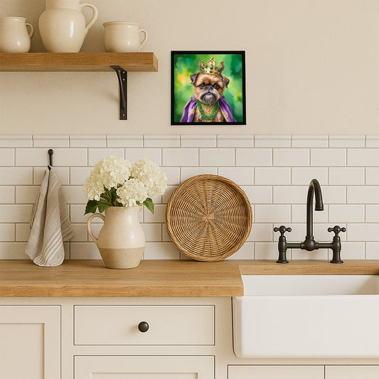 Brussels Griffon King of Mardi Gras Framed Metal Print
