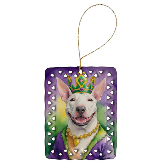 Bull Terrier King of Mardi Gras Porcelain Ornament