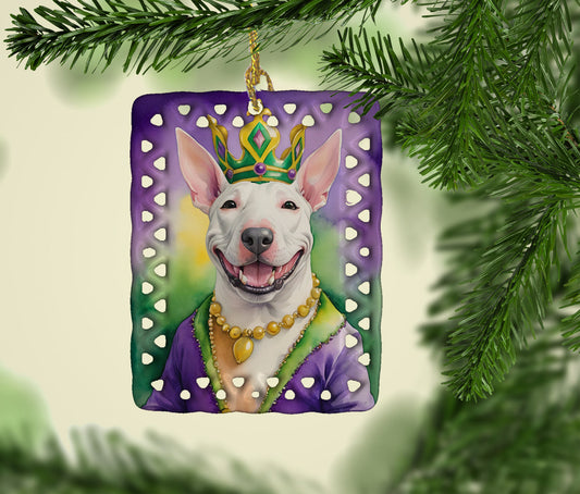 Bull Terrier King of Mardi Gras Porcelain Ornament
