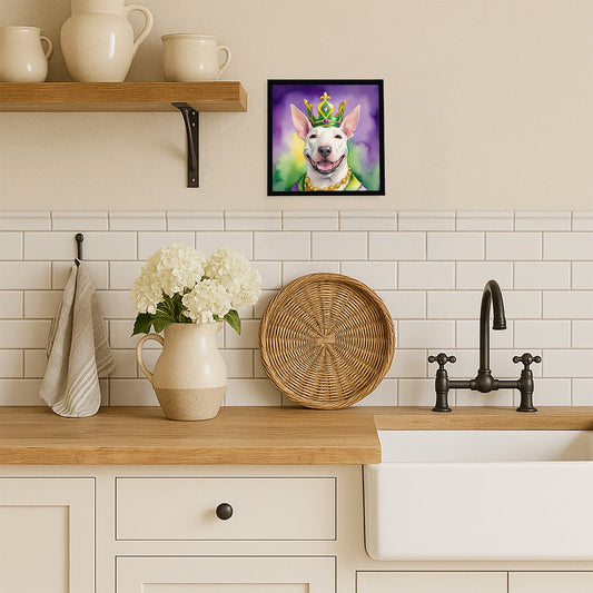 Bull Terrier King of Mardi Gras Framed Metal Print