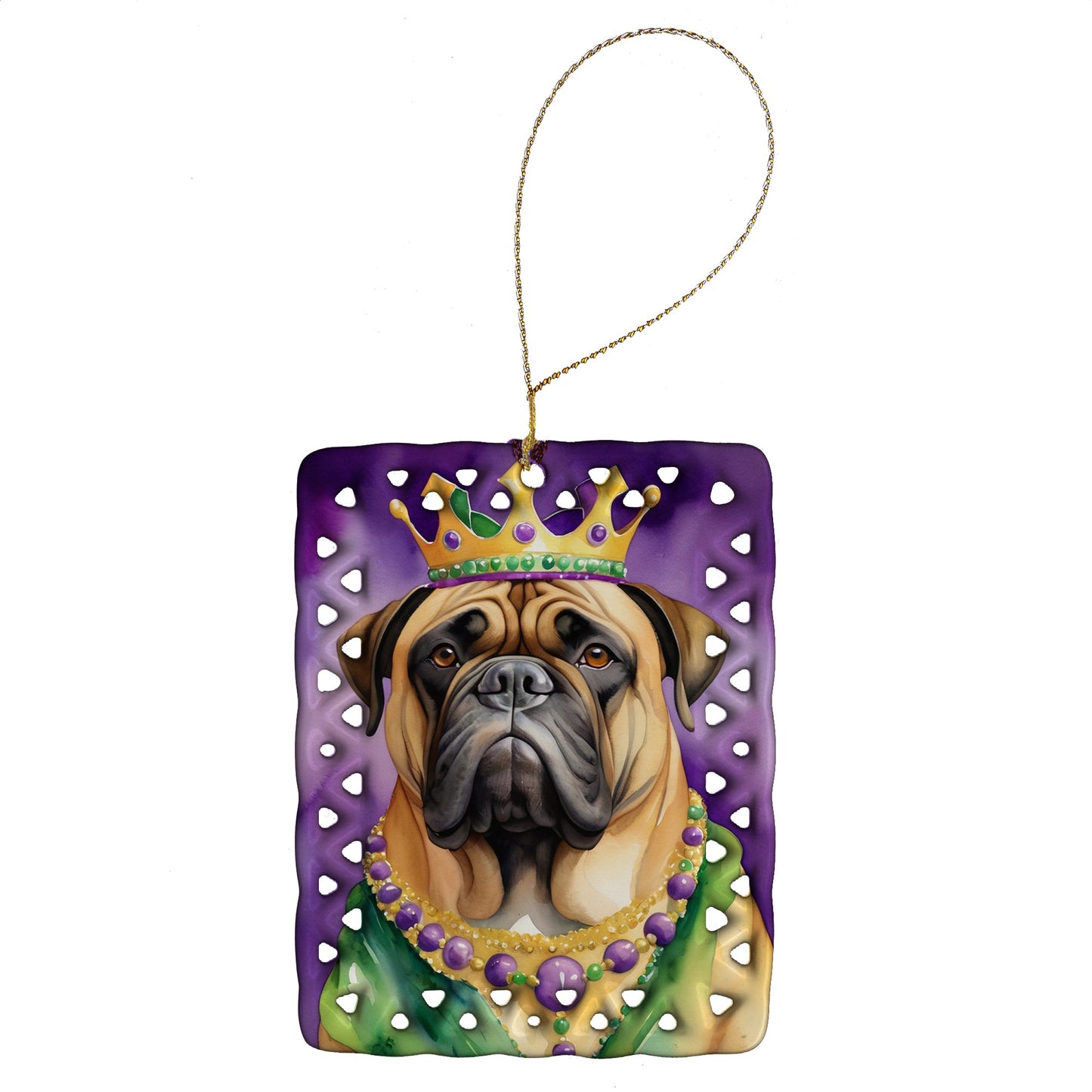 Bullmastiff King of Mardi Gras Porcelain Ornament