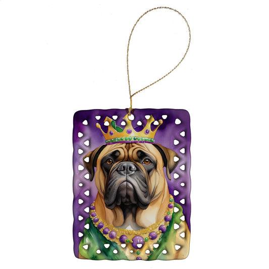 Bullmastiff King of Mardi Gras Porcelain Ornament