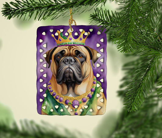 Bullmastiff King of Mardi Gras Porcelain Ornament