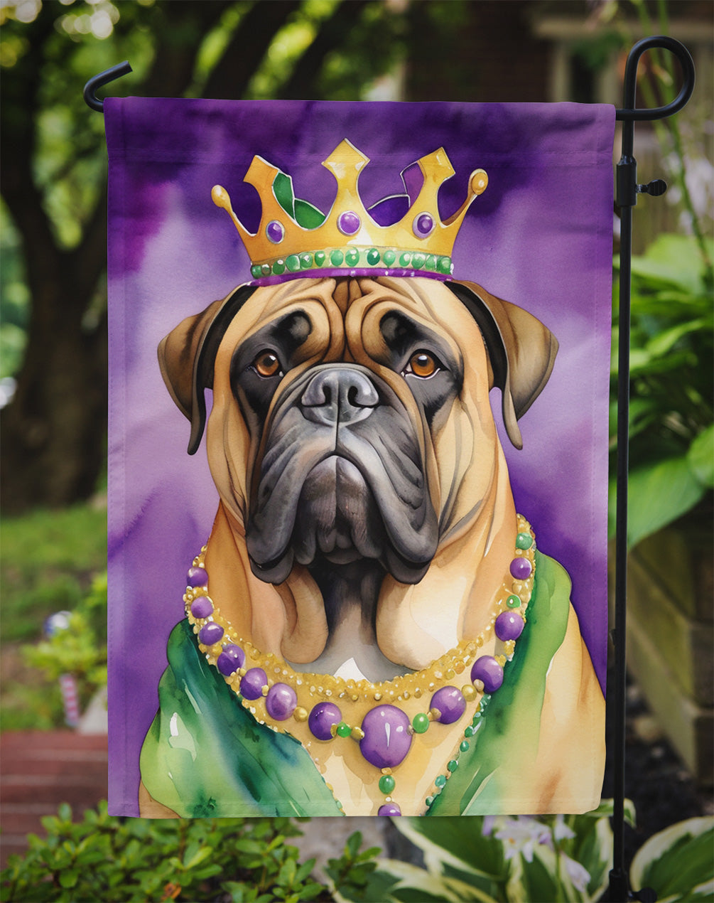 Bullmastiff King of Mardi Gras Garden Flag - Vibrant Dog-Themed Yard Decor by Caroline's Treasures