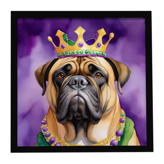 Bullmastiff King of Mardi Gras Framed Metal Print