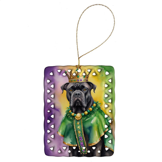 Cane Corso King of Mardi Gras Porcelain Ornament