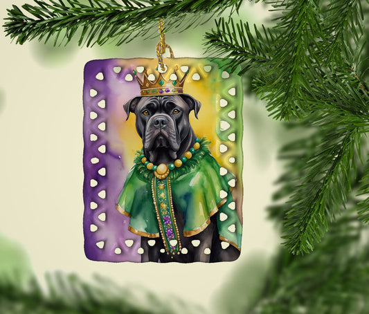 Cane Corso King of Mardi Gras Porcelain Ornament