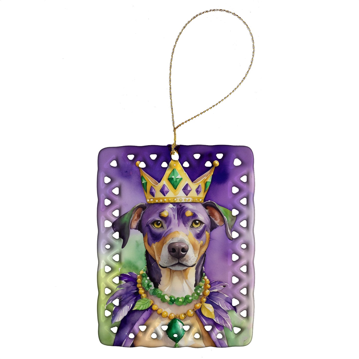 Catahoula King of Mardi Gras Porcelain Ornament