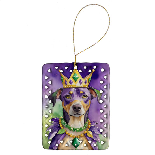 Catahoula King of Mardi Gras Porcelain Ornament