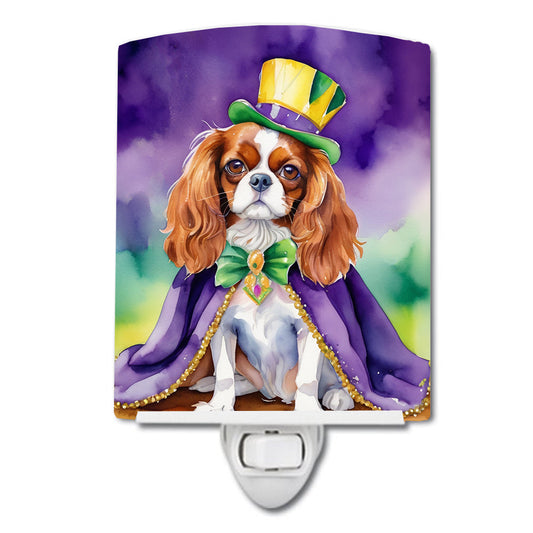 Cavalier Spaniel King of Mardi Gras Ceramic Night Light