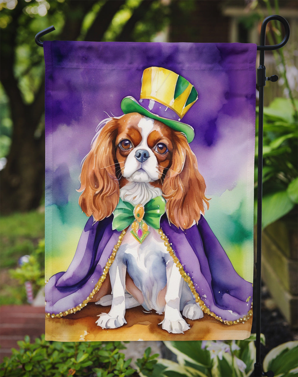 Cavalier Spaniel King of Mardi Gras Garden Flag - Vibrant Dog-Themed Yard Decor by Caroline's Treasures