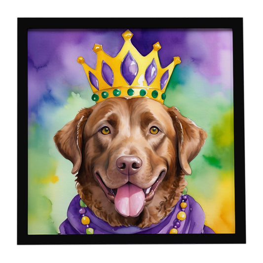 Chesapeake Bay Retriever King of Mardi Gras Framed Metal Print