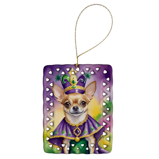 Chihuahua King of Mardi Gras Porcelain Ornament