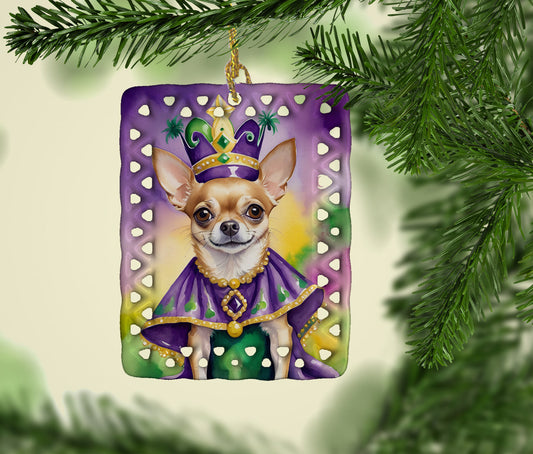 Chihuahua King of Mardi Gras Porcelain Ornament