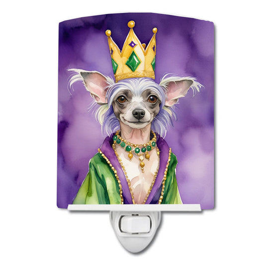 Chinese Crested King of Mardi Gras Ceramic Night Light