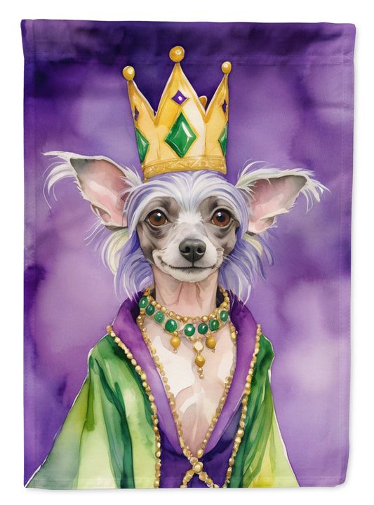 Chinese Crested King of Mardi Gras Garden Flag - Vibrant Dog-Themed Yard Decor by Caroline's Treasures