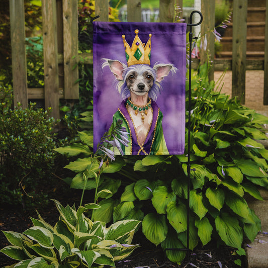 Chinese Crested King of Mardi Gras Garden Flag - Vibrant Dog-Themed Yard Decor by Caroline's Treasures