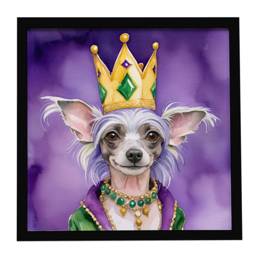Chinese Crested King of Mardi Gras Framed Metal Print