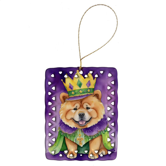 Chow Chow King of Mardi Gras Porcelain Ornament