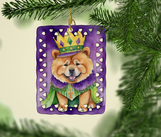 Chow Chow King of Mardi Gras Porcelain Ornament