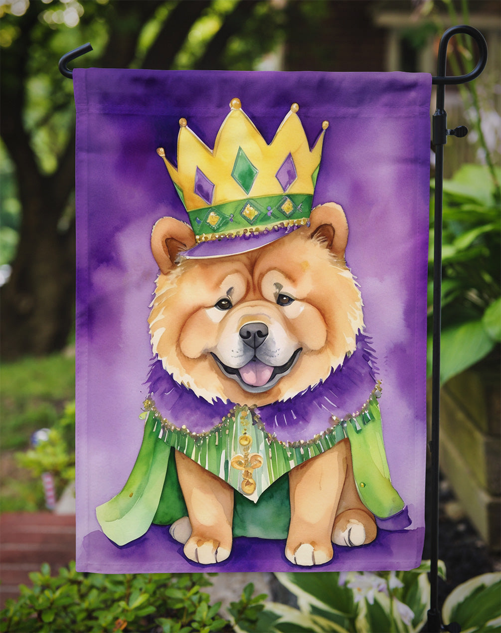 Chow Chow King of Mardi Gras Garden Flag - Vibrant Dog-Themed Yard Decor by Caroline's Treasures