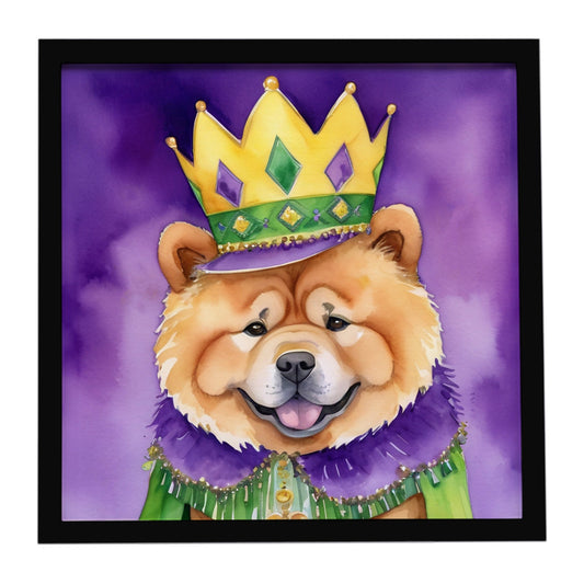 Chow Chow King of Mardi Gras Framed Metal Print