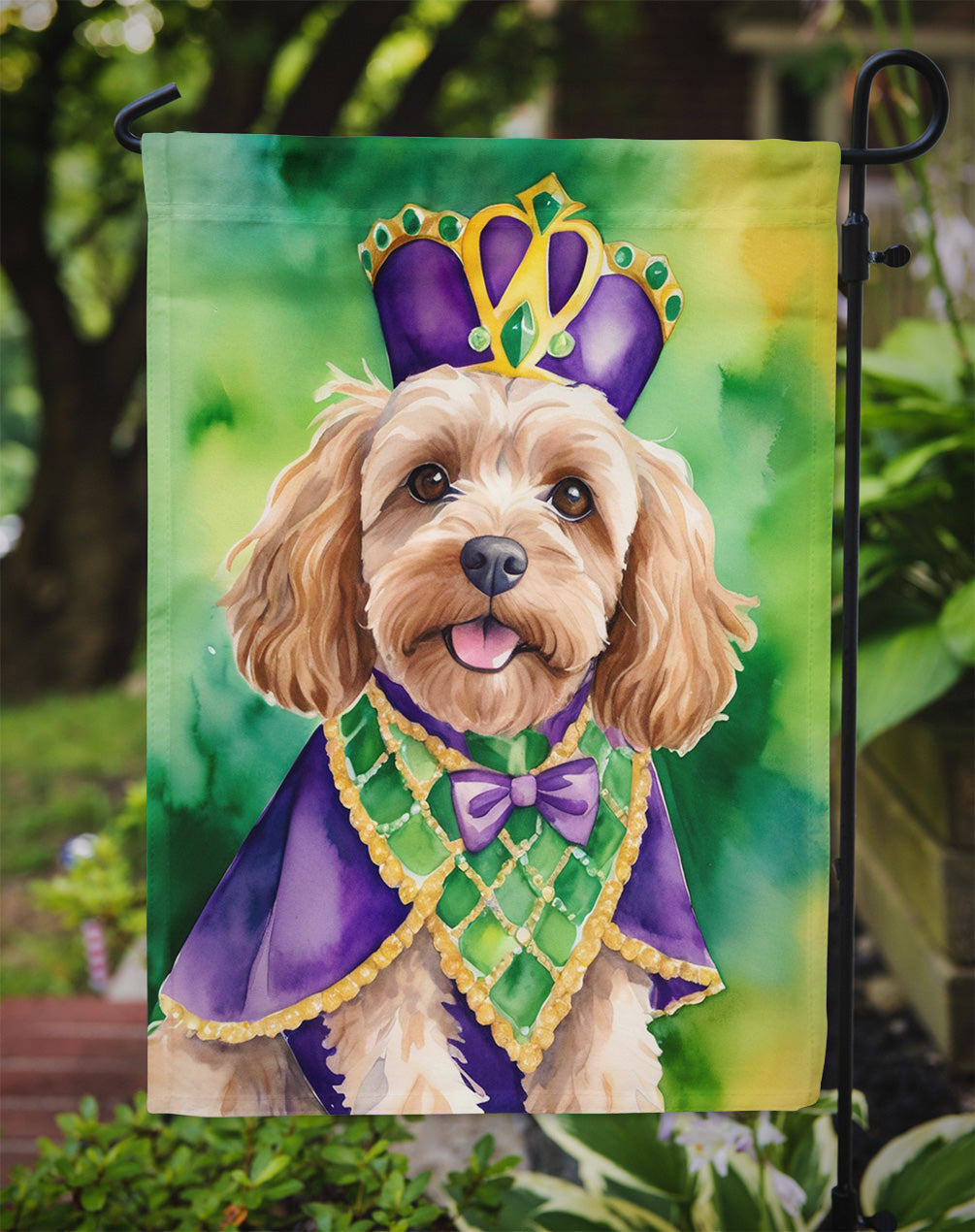 Cockapoo King of Mardi Gras Garden Flag - Vibrant Dog-Themed Yard Decor by Caroline's Treasures