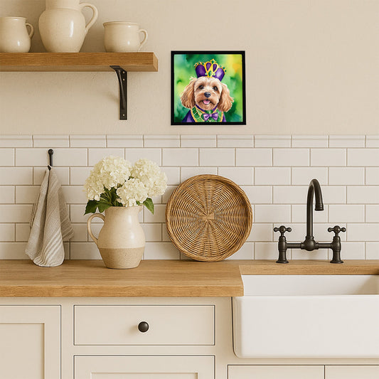 Cockapoo King of Mardi Gras Framed Metal Print