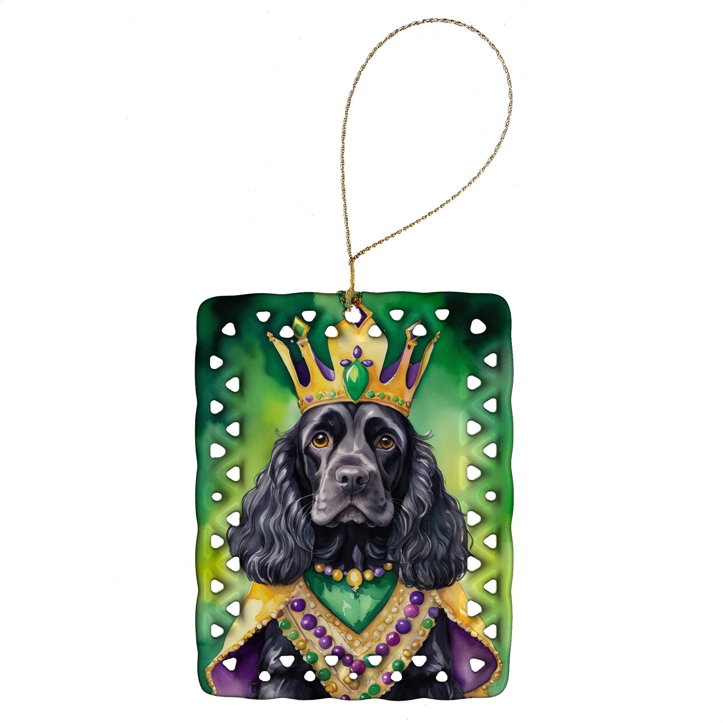 Cocker Spaniel King of Mardi Gras Porcelain Ornament