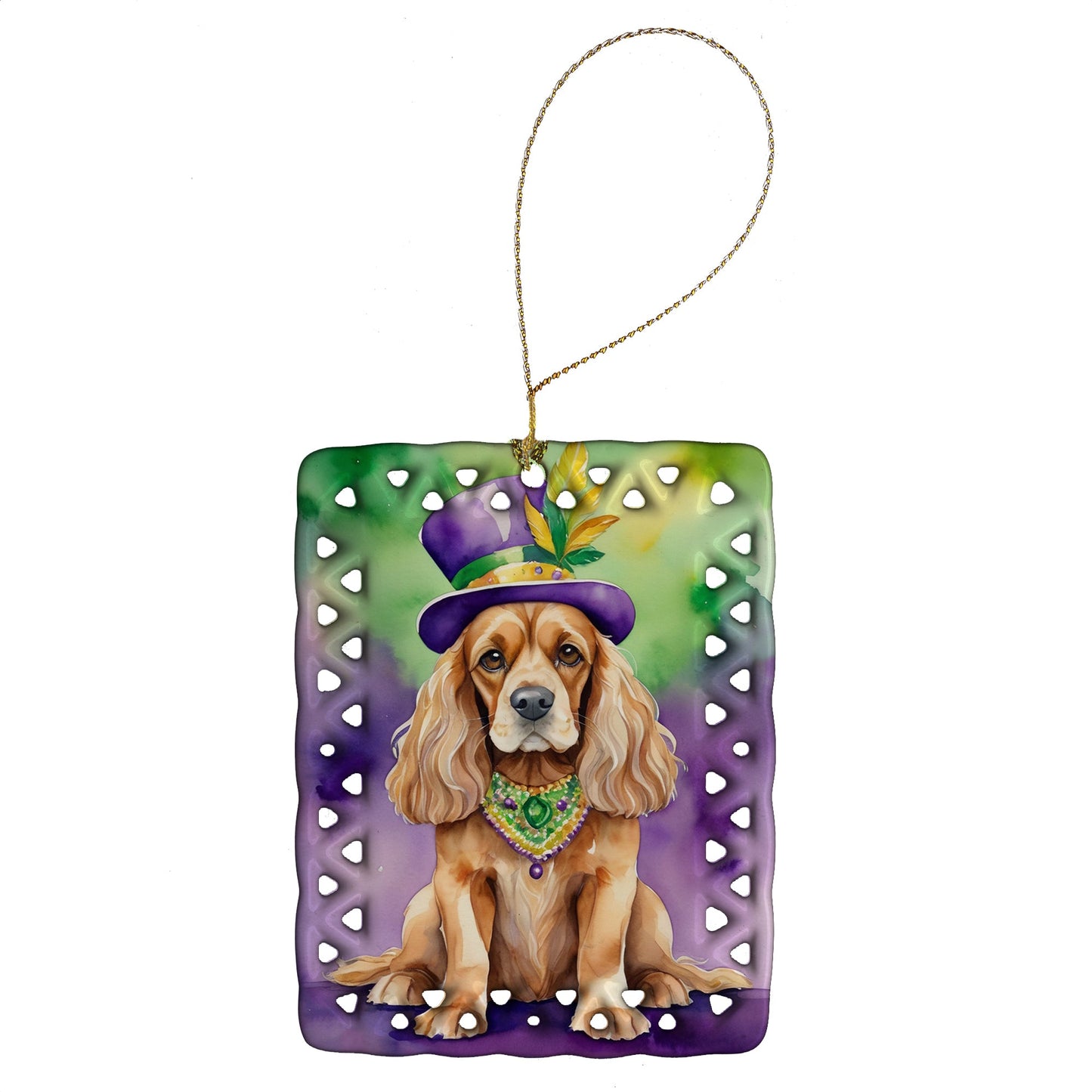 Cocker Spaniel King of Mardi Gras Porcelain Ornament