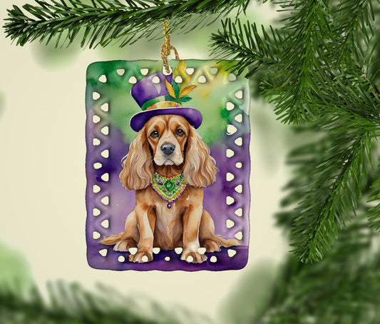 Cocker Spaniel King of Mardi Gras Porcelain Ornament