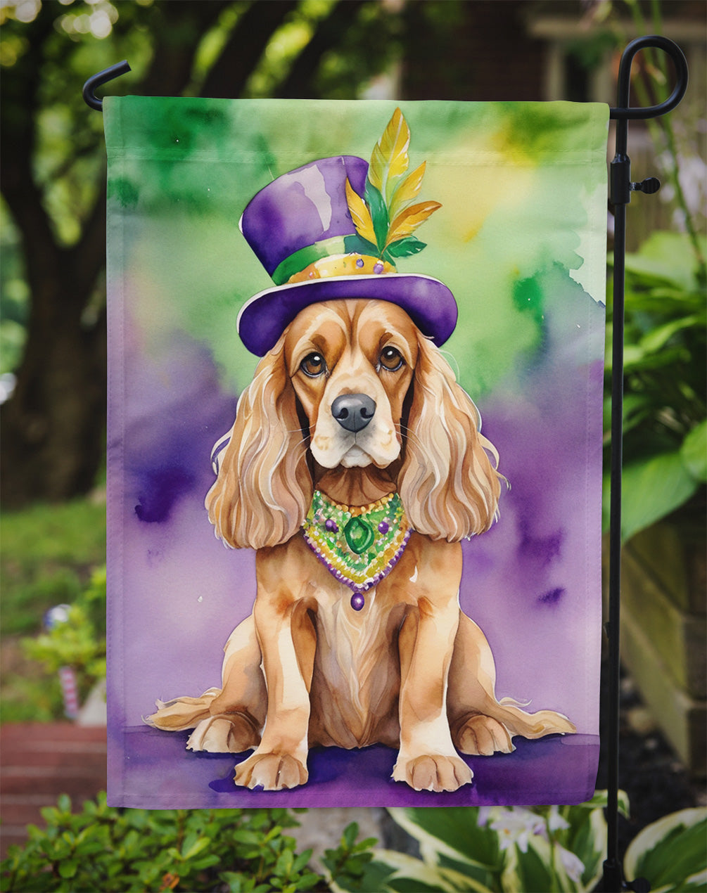 Cocker Spaniel King of Mardi Gras Garden Flag - Vibrant Dog-Themed Yard Decor by Caroline's Treasures