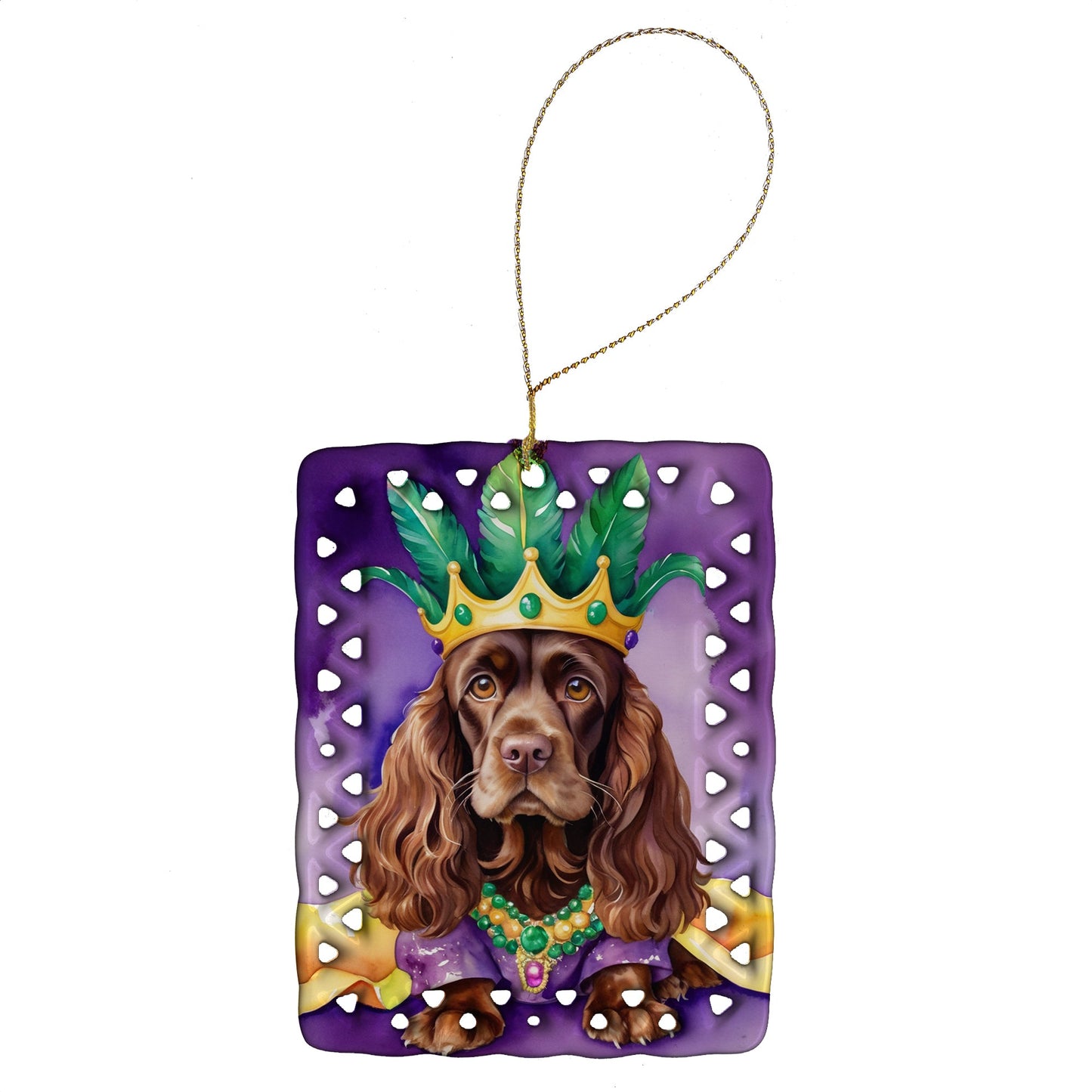 Cocker Spaniel King of Mardi Gras Porcelain Ornament