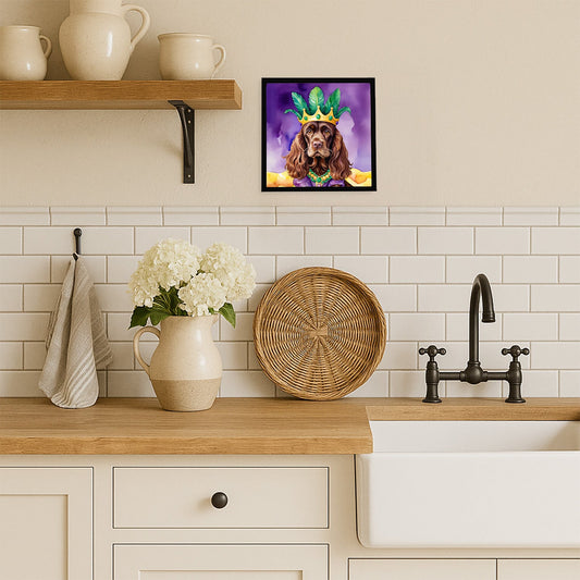 Cocker Spaniel King of Mardi Gras Framed Metal Print