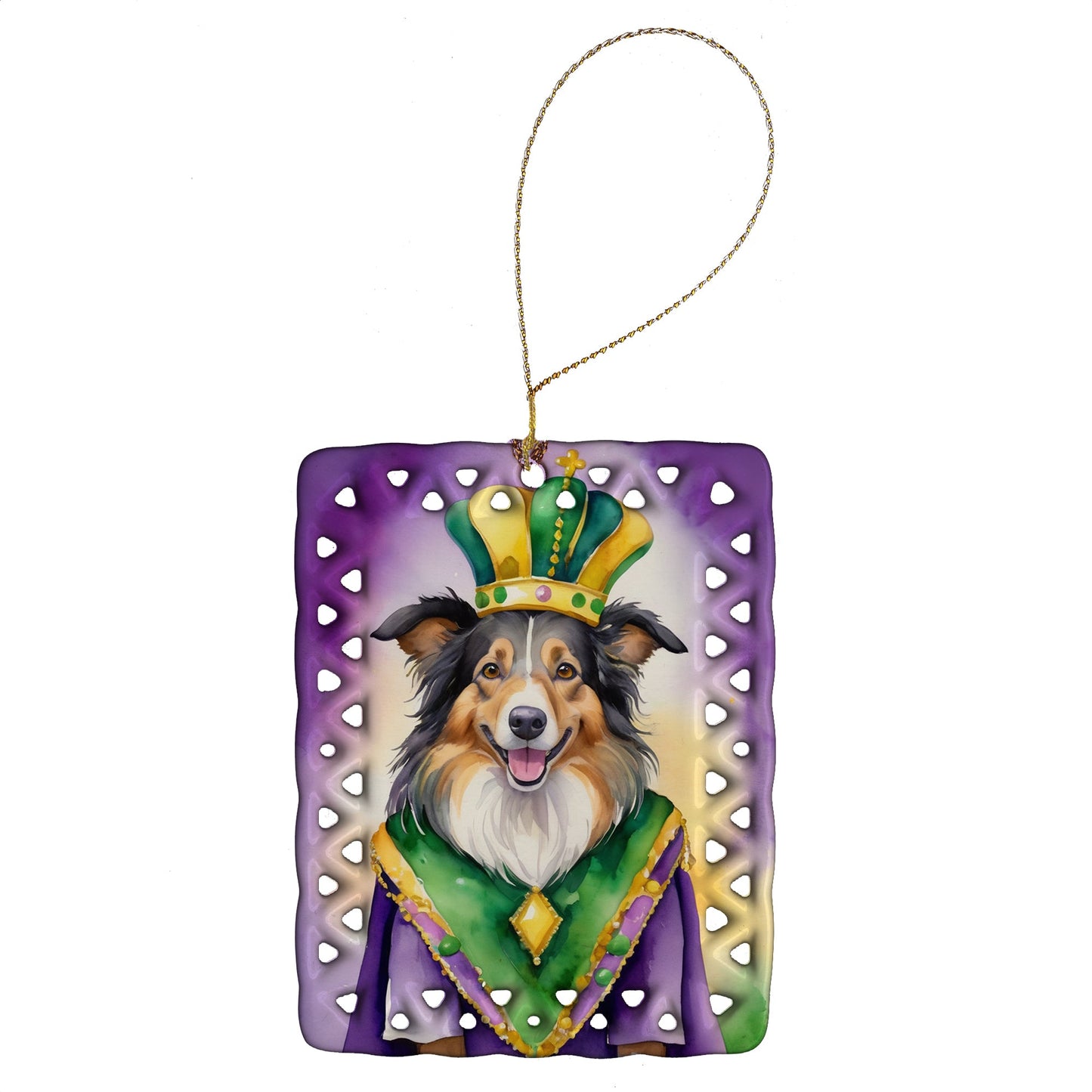 Collie King of Mardi Gras Porcelain Ornament