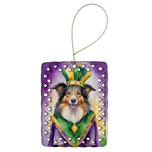 Collie King of Mardi Gras Porcelain Ornament