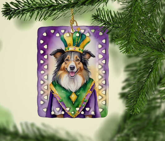 Collie King of Mardi Gras Porcelain Ornament