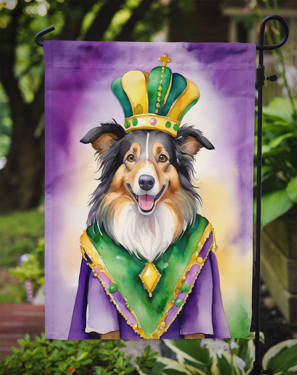 Collie King of Mardi Gras Garden Flag - Vibrant Dog-Themed Yard Decor by Caroline's Treasures
