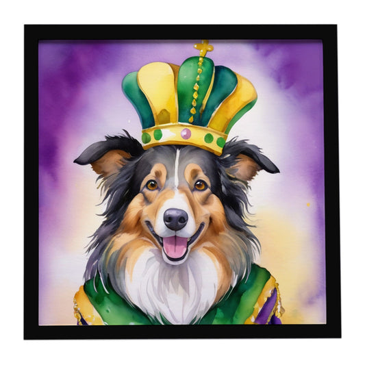 Collie King of Mardi Gras Framed Metal Print