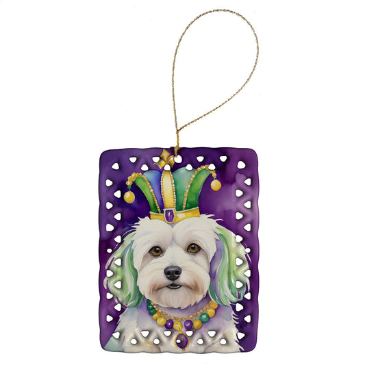 Coton de Tulear King of Mardi Gras Porcelain Ornament