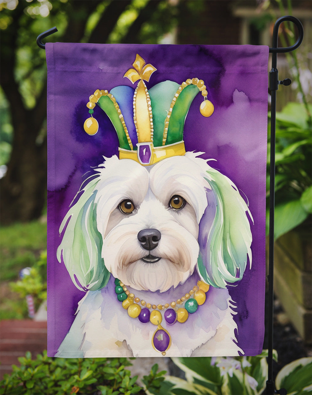 Coton de Tulear King of Mardi Gras Garden Flag - Vibrant Dog-Themed Yard Decor by Caroline's Treasures