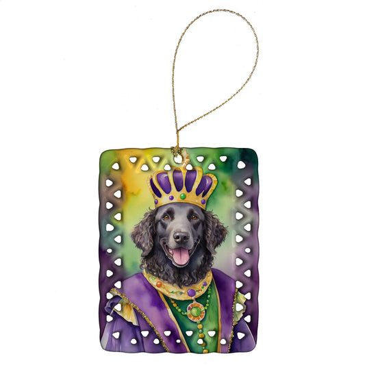 Curly-Coated Retriever King of Mardi Gras Porcelain Ornament