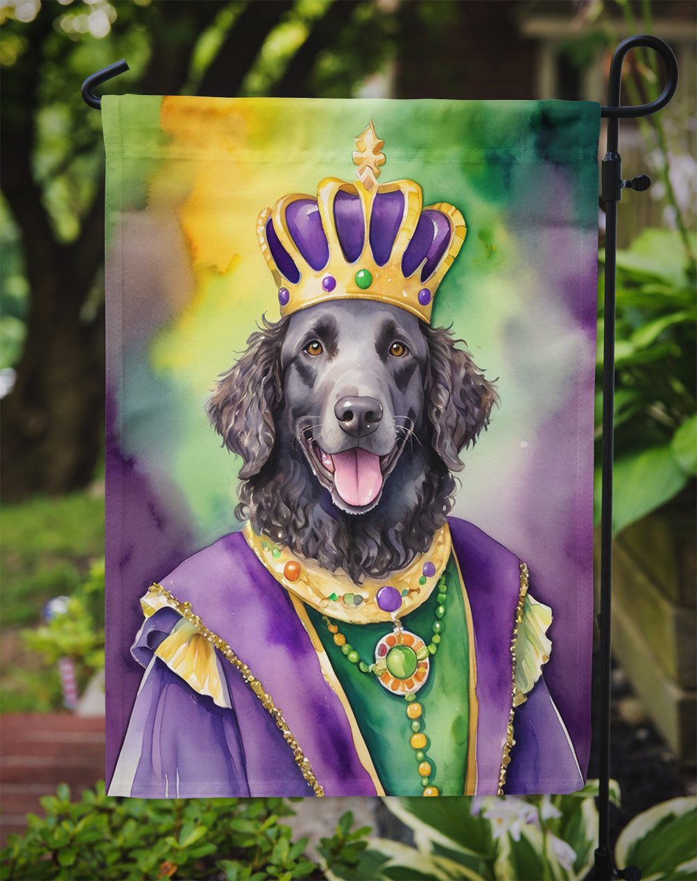 Curly-Coated Retriever King of Mardi Gras Garden Flag - Vibrant Dog-Themed Yard Decor by Caroline's Treasures