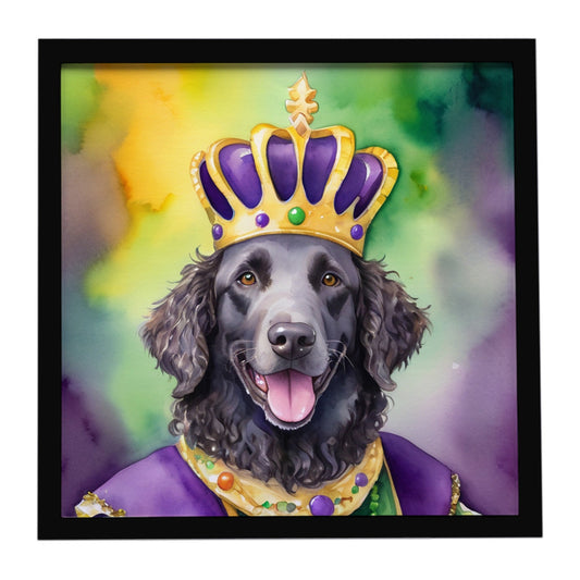 Curly-Coated Retriever King of Mardi Gras Framed Metal Print