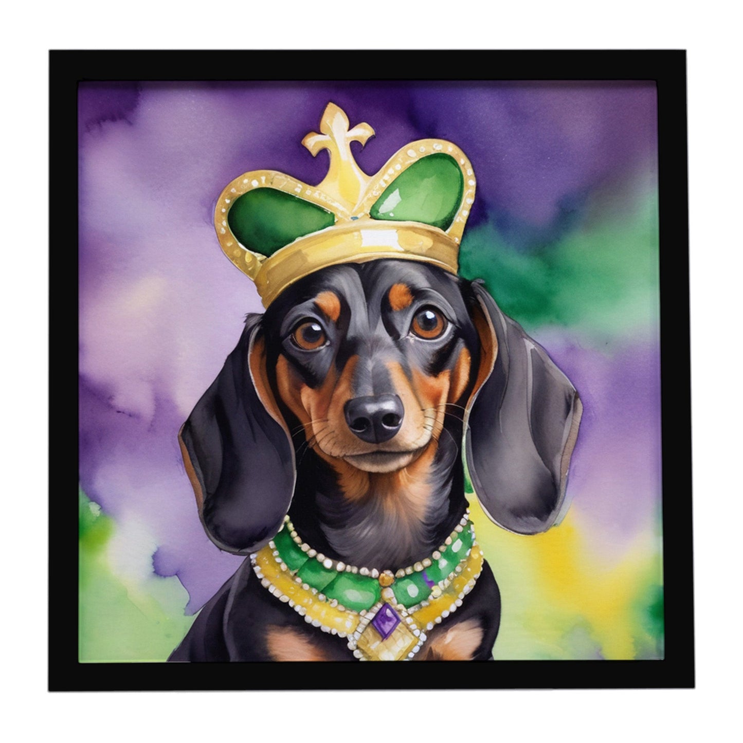 Dachshund King of Mardi Gras Framed Metal Print