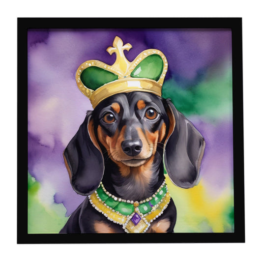 Dachshund King of Mardi Gras Framed Metal Print