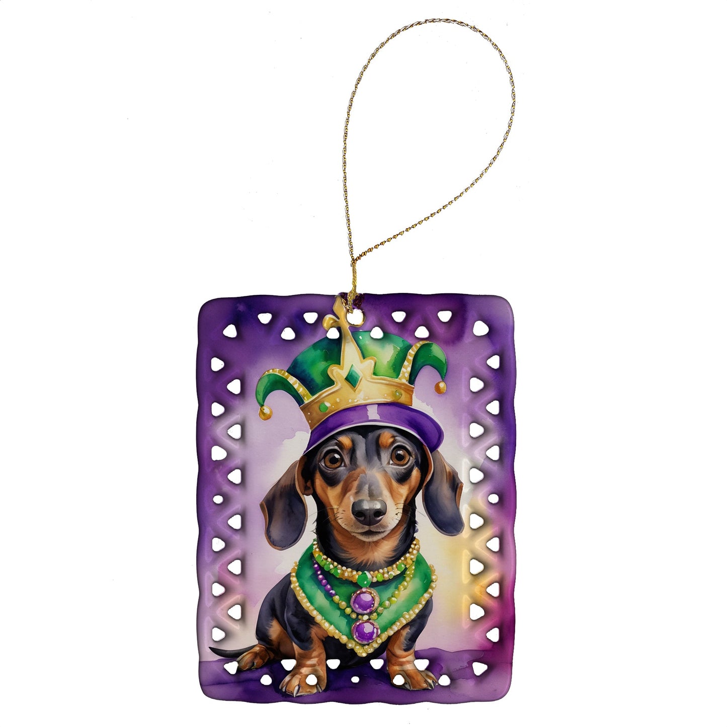 Dachshund King of Mardi Gras Porcelain Ornament