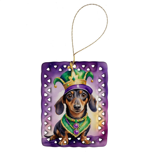 Dachshund King of Mardi Gras Porcelain Ornament